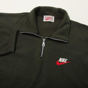 Vintage Nike Sweatshirt Mens XL Green Fleece Pullover Quarter Zip Made USA 90s